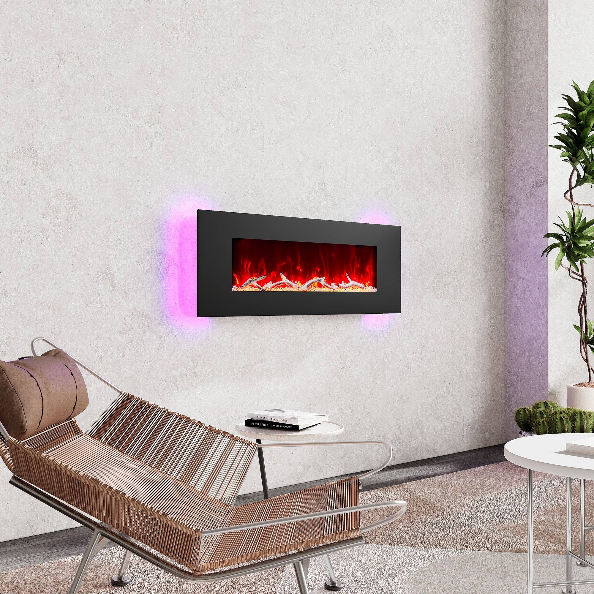 Alt View 5. Boyel Living - 50 in. Wall Mounted Infrared Electric Fireplace with Multi-Color Flame and CSA Certification - Black.