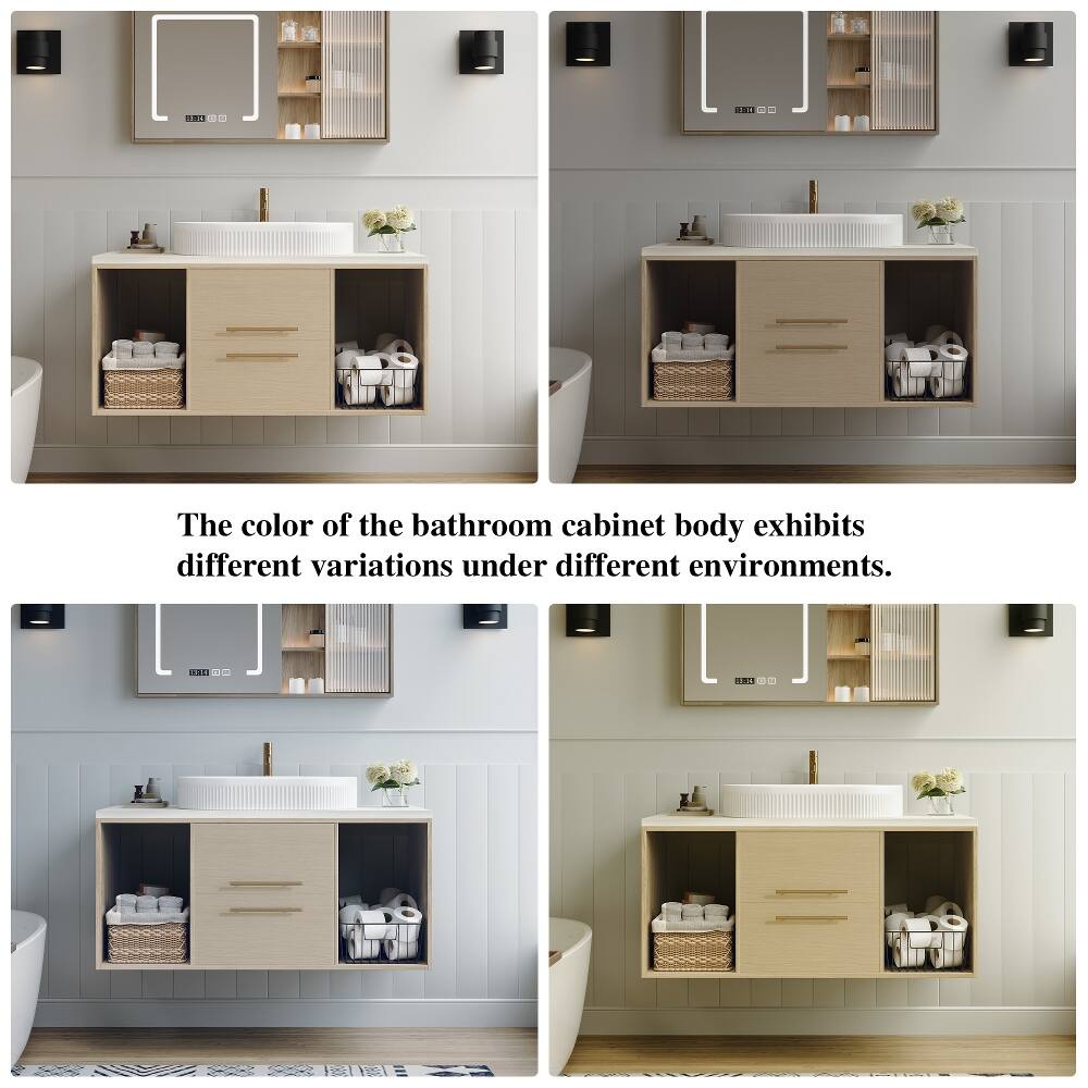 The color of the bathroom cabinet body exhibits different variations under different environments.