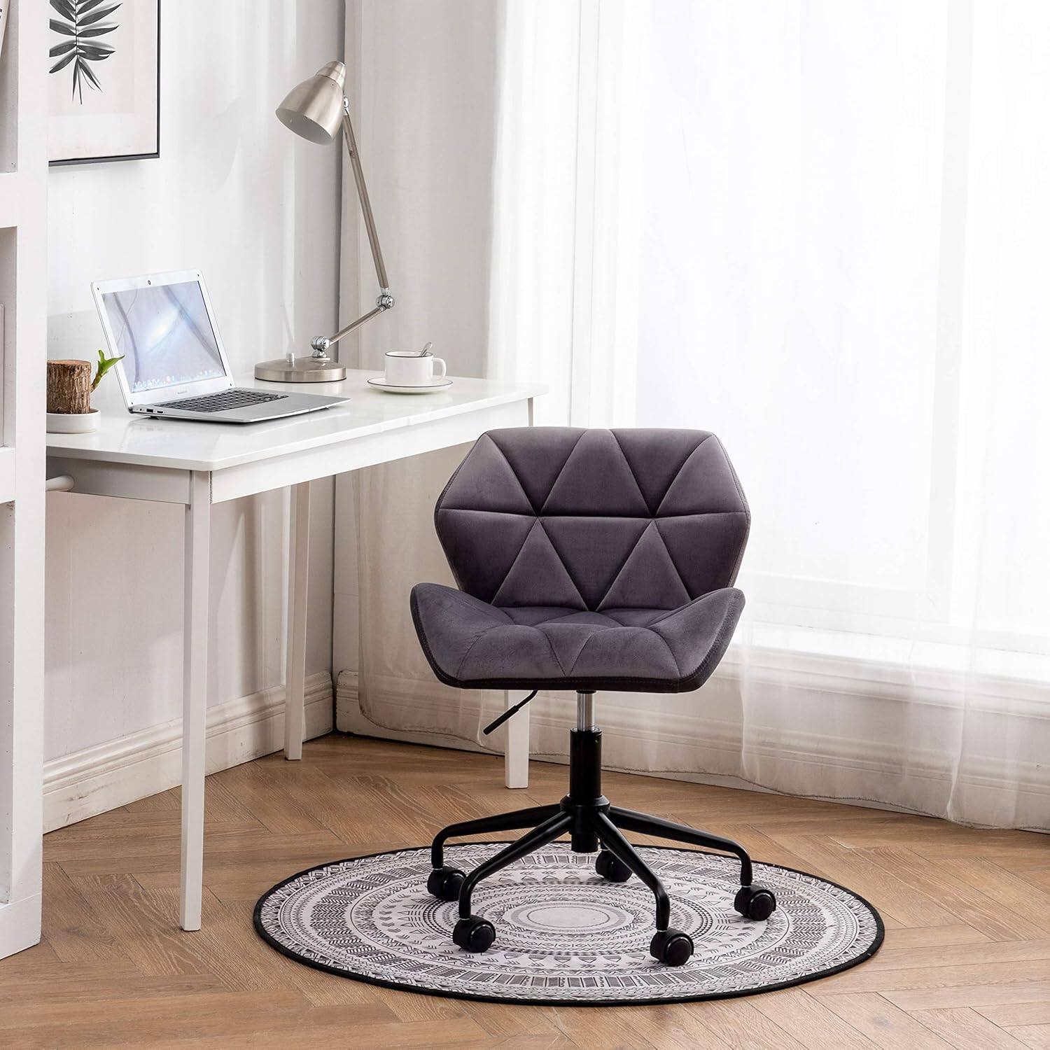 Alt View 3. Trinkets Crazed - Eldon Diamond Tufted Adjustable Swivel Office Chair - gray.