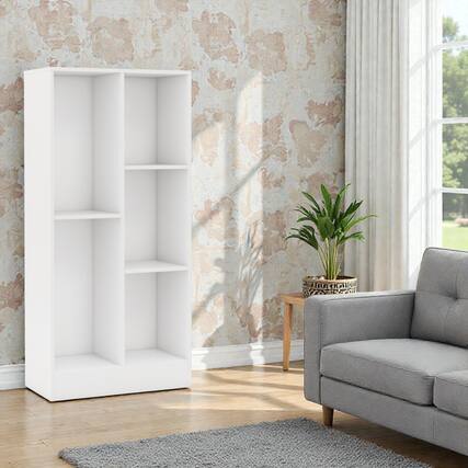 Front. Hivvago - 41-Inch 5-Cube Freestanding Bookshelf with Double Anti-Tip Straps - White.