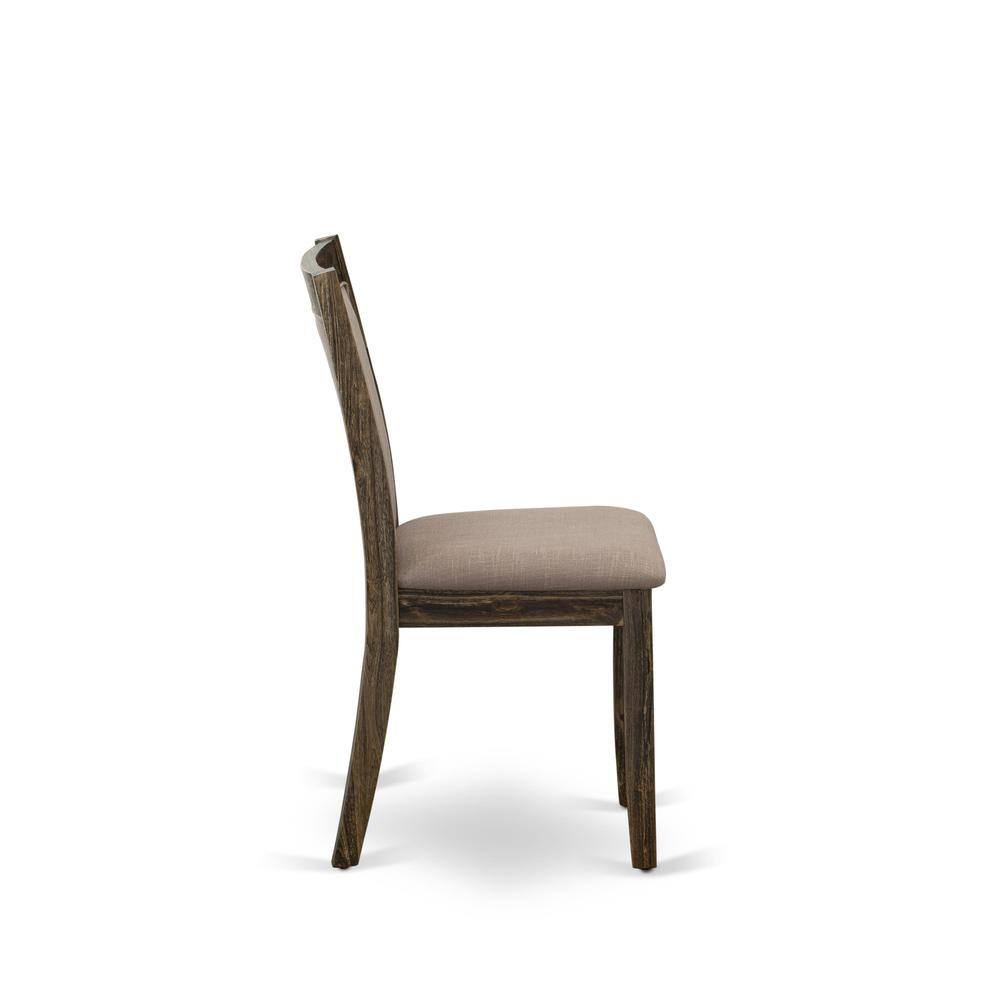 Alt View 2. East West Furniture - MZC7T48 Modern Dining Chairs - Coffee Linen Fabric Seat and High Chair Back - Distressed Jacobean Finish (SET OF 2) - Distressed Jacobean.