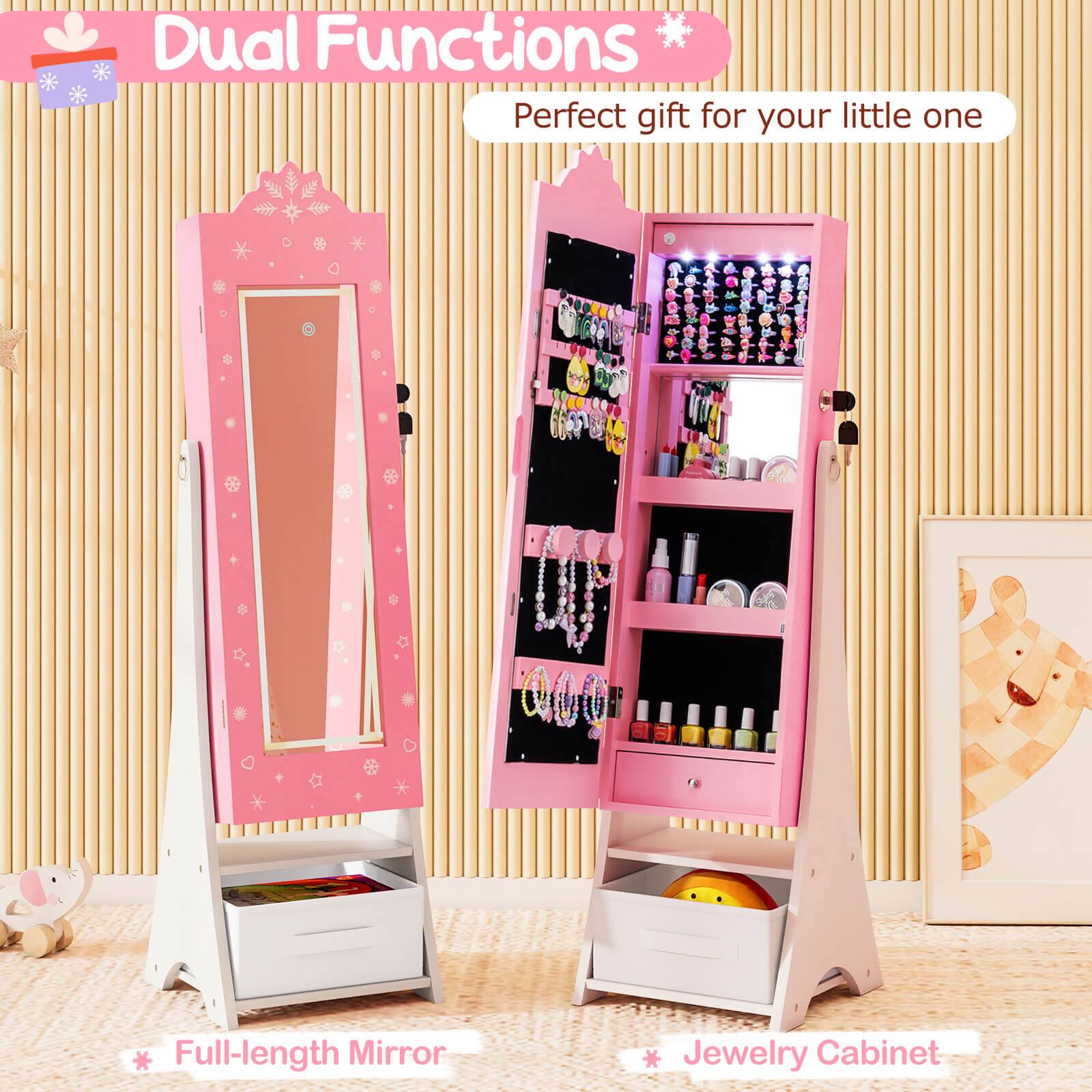 Dual Functions  
Perfect gift for your little one  
* Full-length Mirror  
* Jewelry Cabinet