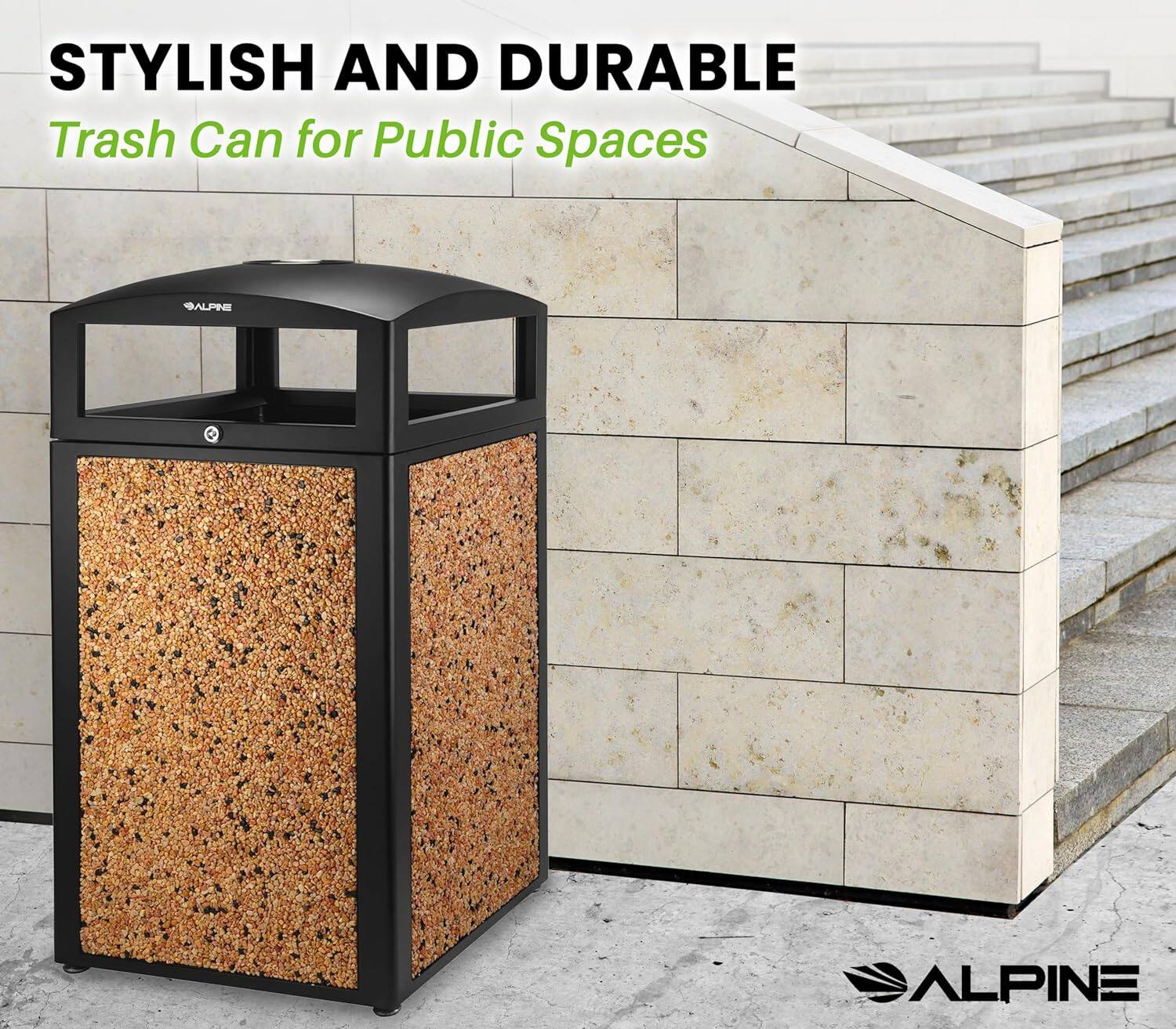 STYLISH AND DURABLE Trash Can for Public Spaces ALPINE