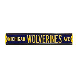 Authentic Street Signs - Michigan Wolverines 6" x 36" College Ave Team Street Sign - Navy