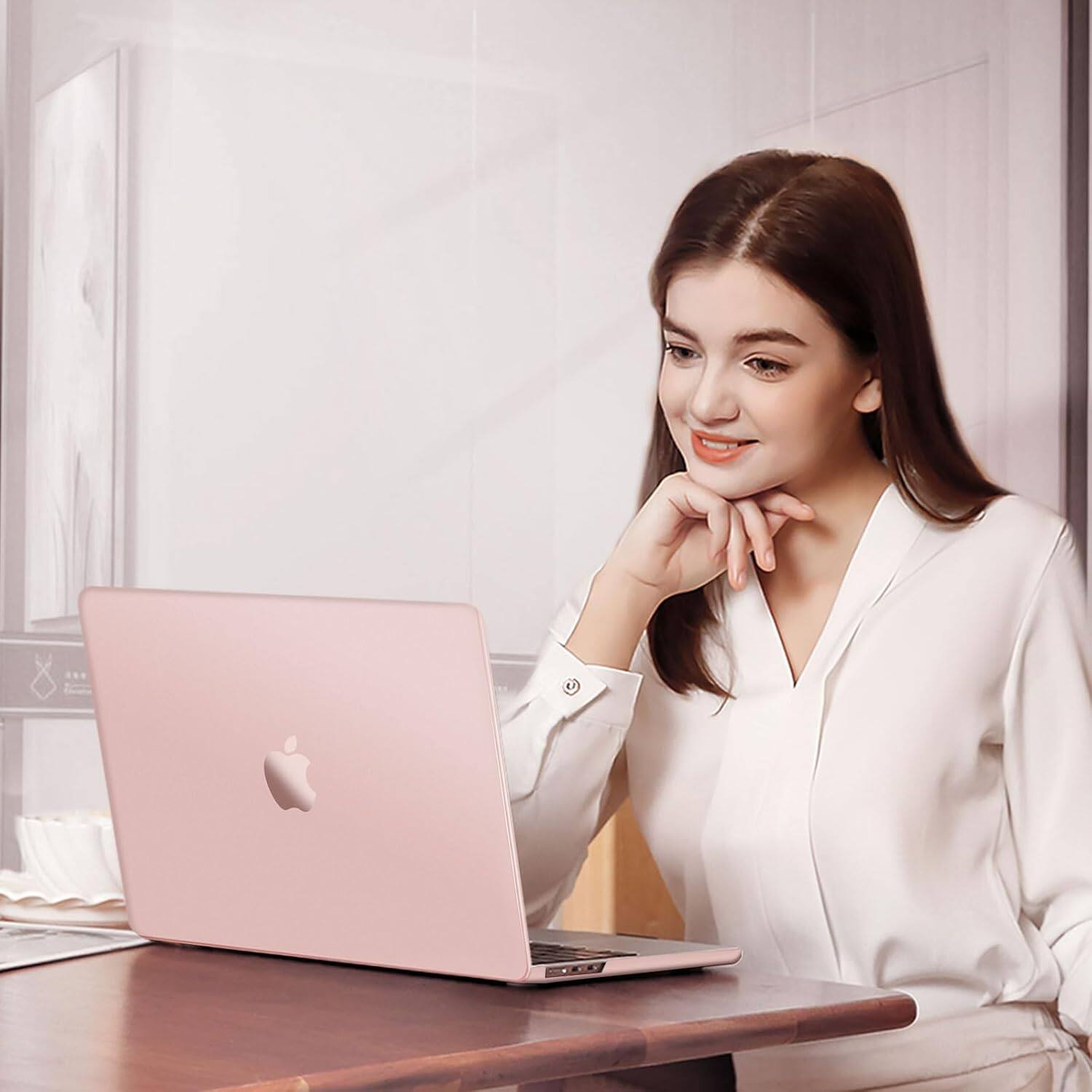 Alt View 2. mosiso - Ultra-Thin Hard Shell Case & Keyboard Cover for MacBook Air 13 inch (A3449 A3240 A3113 A2681 2022–2026) - Peach Fuzz.