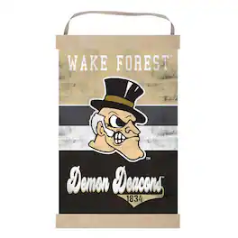 Jardine - Wake Forest Demon Deacons Retro Logo Banner Sign - Black