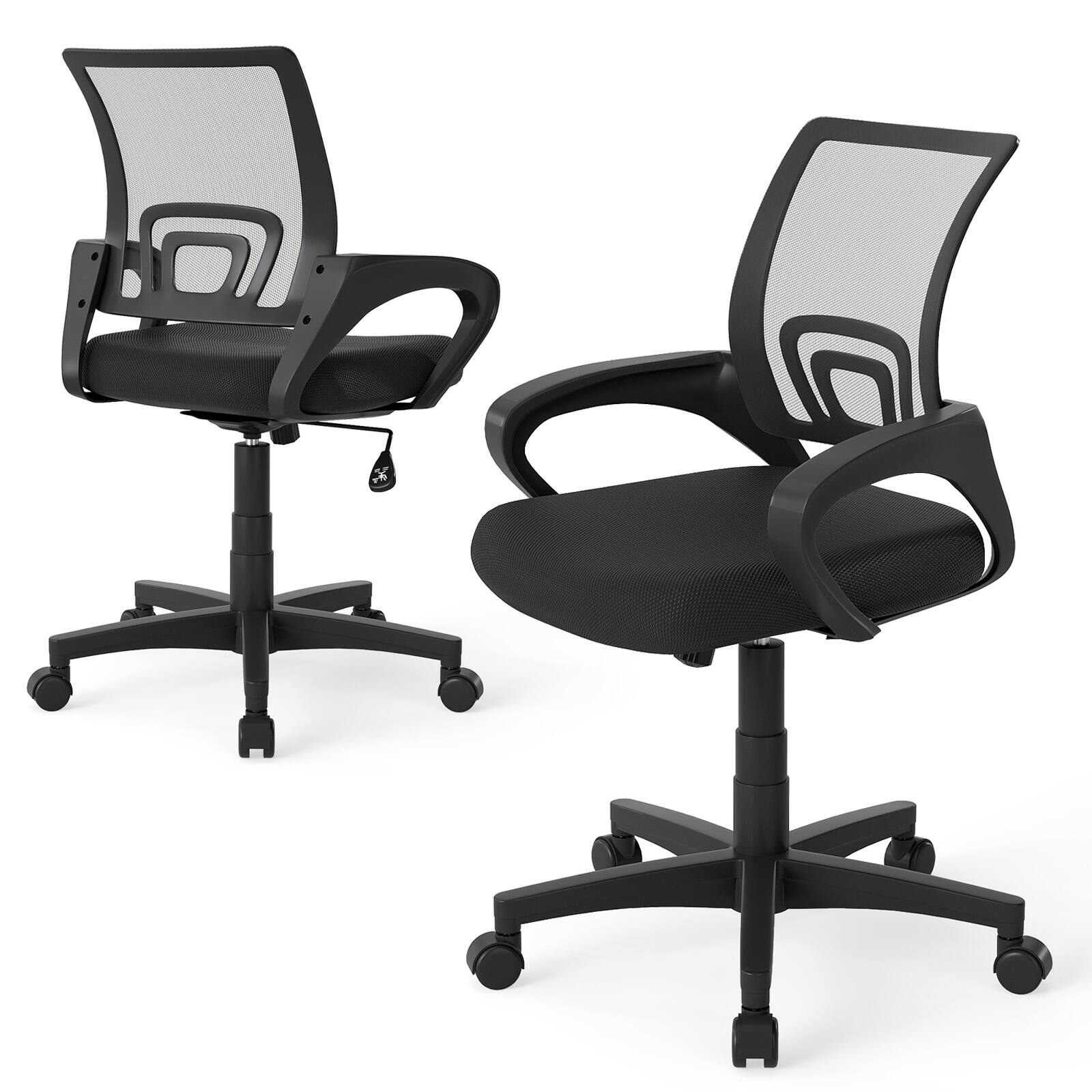 Left. WELLFOR - Mid-Back Mesh Office Chair Ergonomic Computer Chair with Lumbar Support - Black.