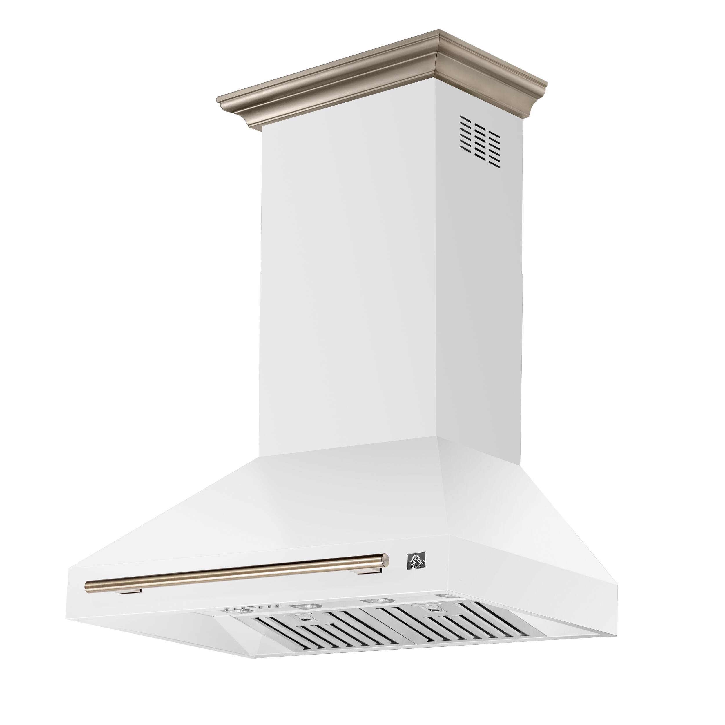 Angle. Forno Appliances - Aria 36 in. Convertible Wall-Mounted Range Hood - White.