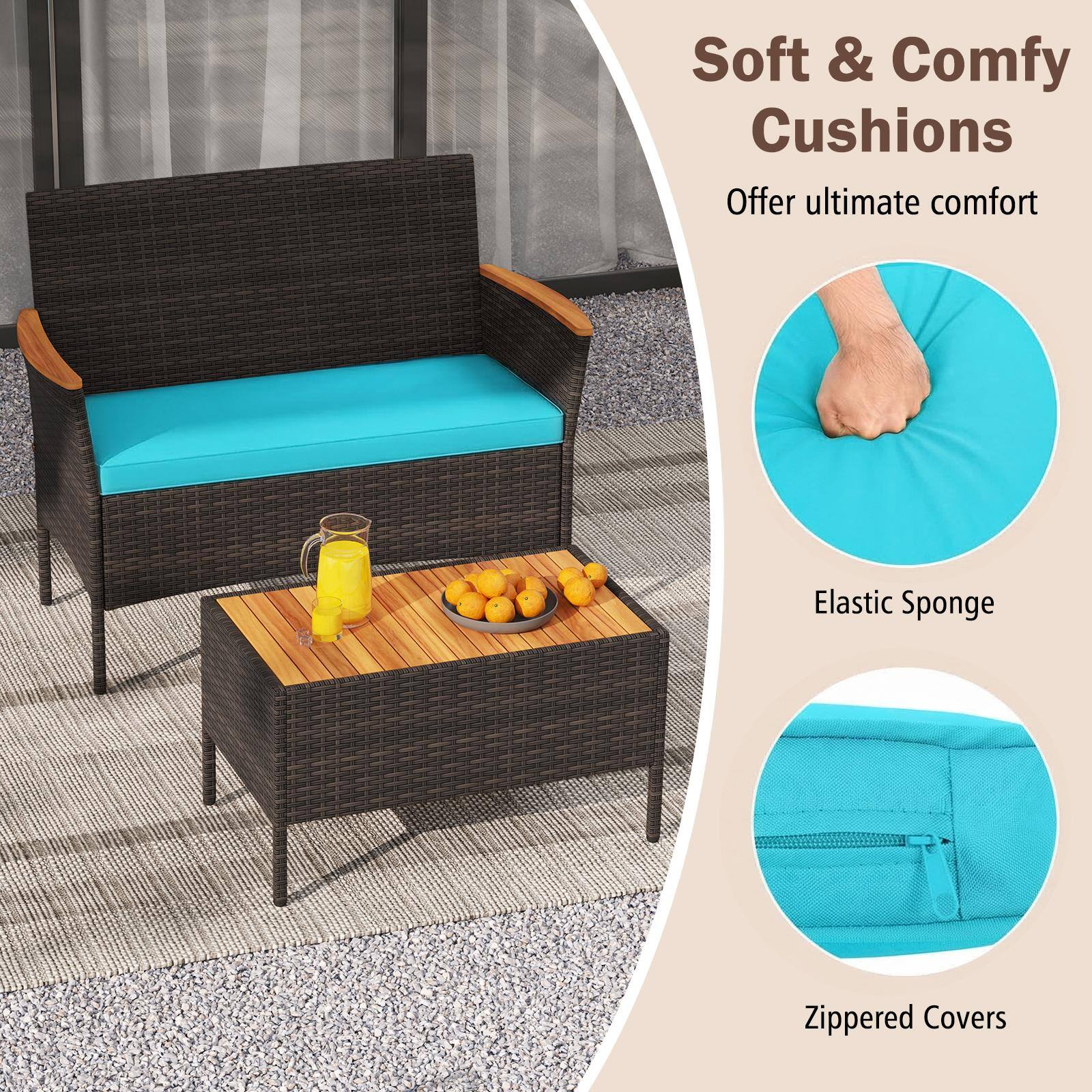 Soft & Comfy Cushions  
Offer ultimate comfort  
Elastic Sponge  
Zippered Covers