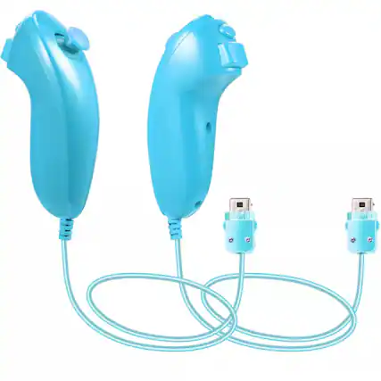 Front. Stock Preferred - 2-Pack Wii/Wii U Nunchuck Controllers Light Blue - Light Blue.