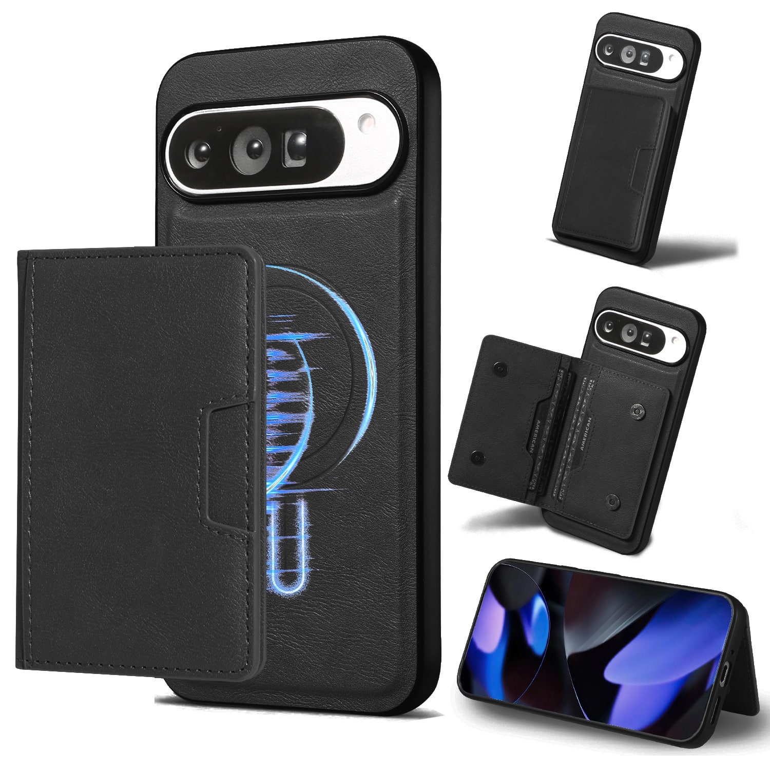 Dteck - 2 in 1 Detachable Magnetic Case For Google Pixel 10 Pro XL, Shockproof 5 Card Slots Kickstand PU Leather Flip Cover - Black price history on PriceWatchPro