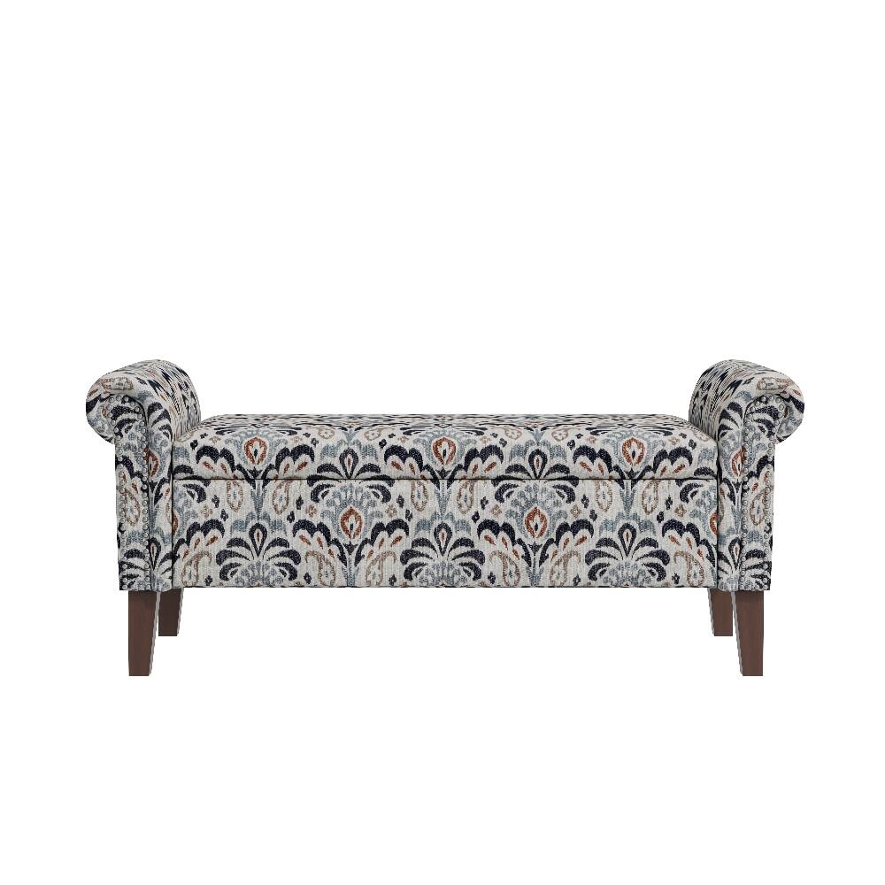 Alt View 1. Ropilly - Ropilly Floral Storage Ottoman Bench with Rolled Arms and Hinged Top, Upholstered Entryway Seating - Floral.