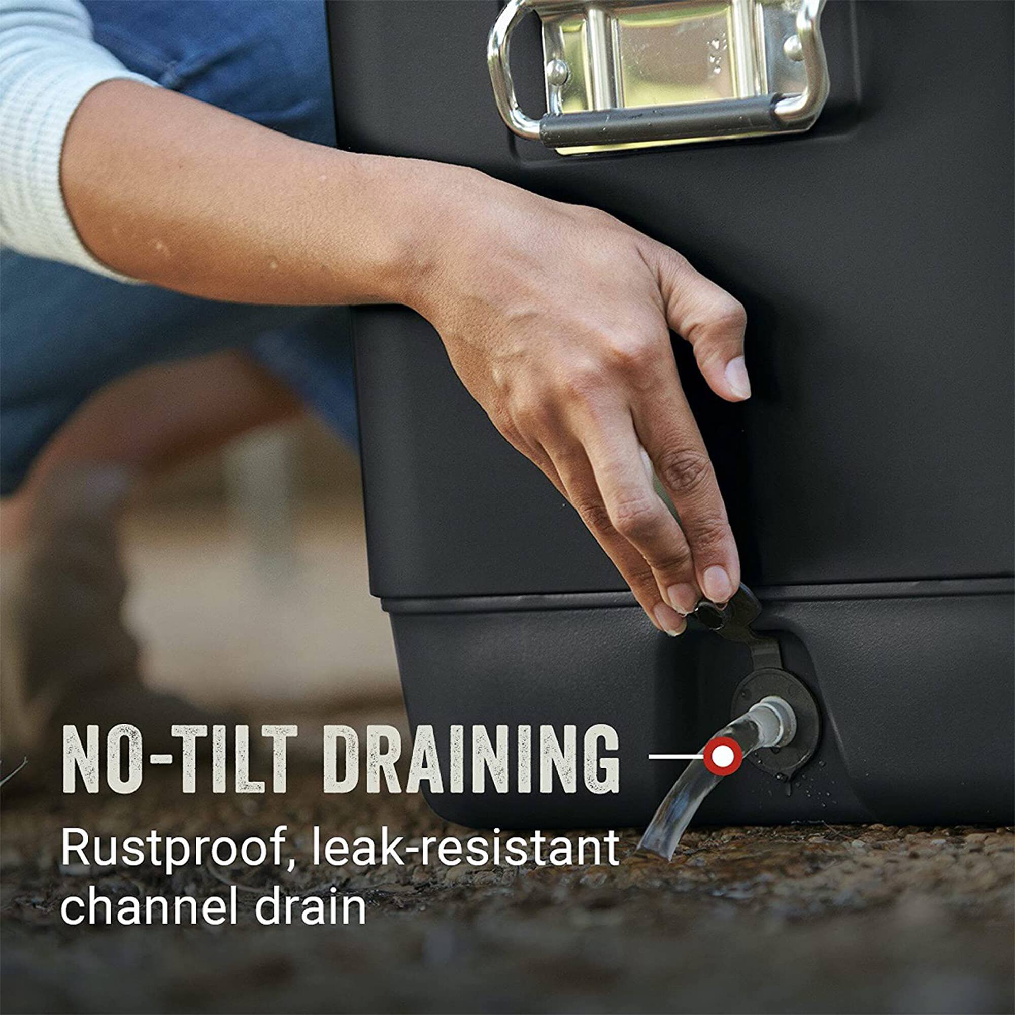 NO-TILT DRAINING  
Rustproof, leak-resistant channel drain