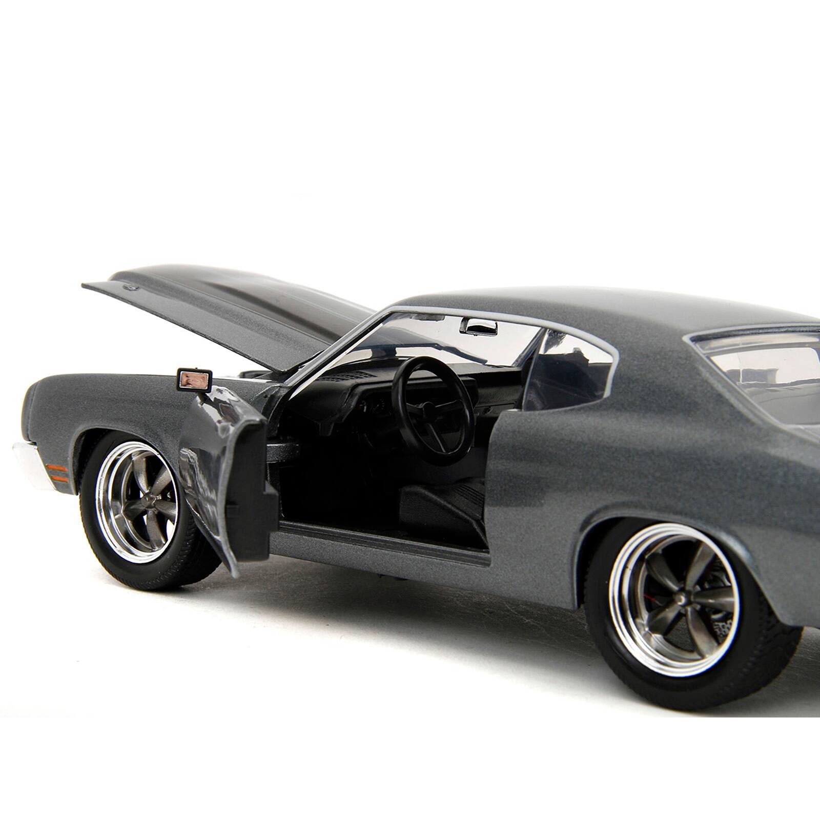 Alt View 2. Jada - 1970 Chevrolet Chevelle SS Gray Met. w/ Black Stripes "Fast & Furious 25th Anniversary" 1/24 Diecast Model Car by Jada.