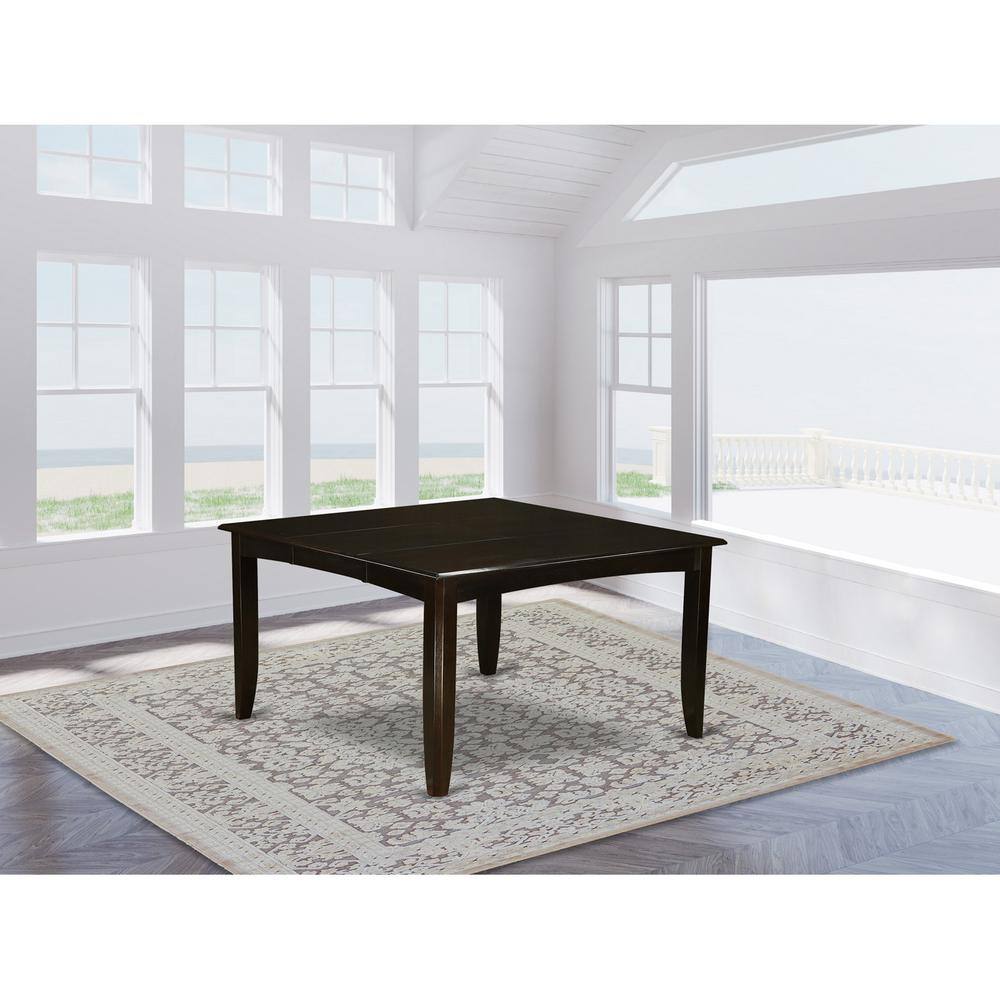 Angle. East West Furniture - PFAN7-CAP-C 7 Pc Dining room set for 6-Square Dining Table with Leaf and 6 Dining Chairs - Cappuccino.