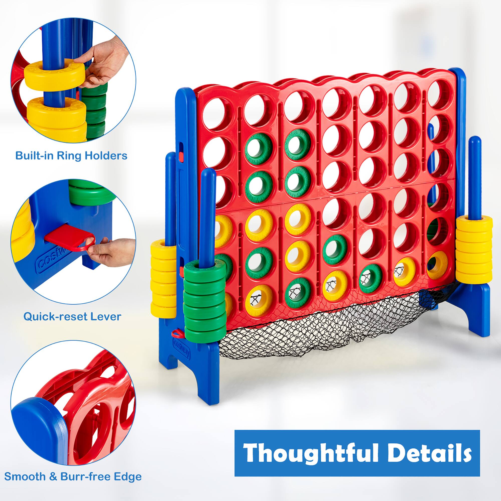 Built-in Ring Holders, Quick-reset Lever, Smooth & Burr-free Edge, Thoughtful Details