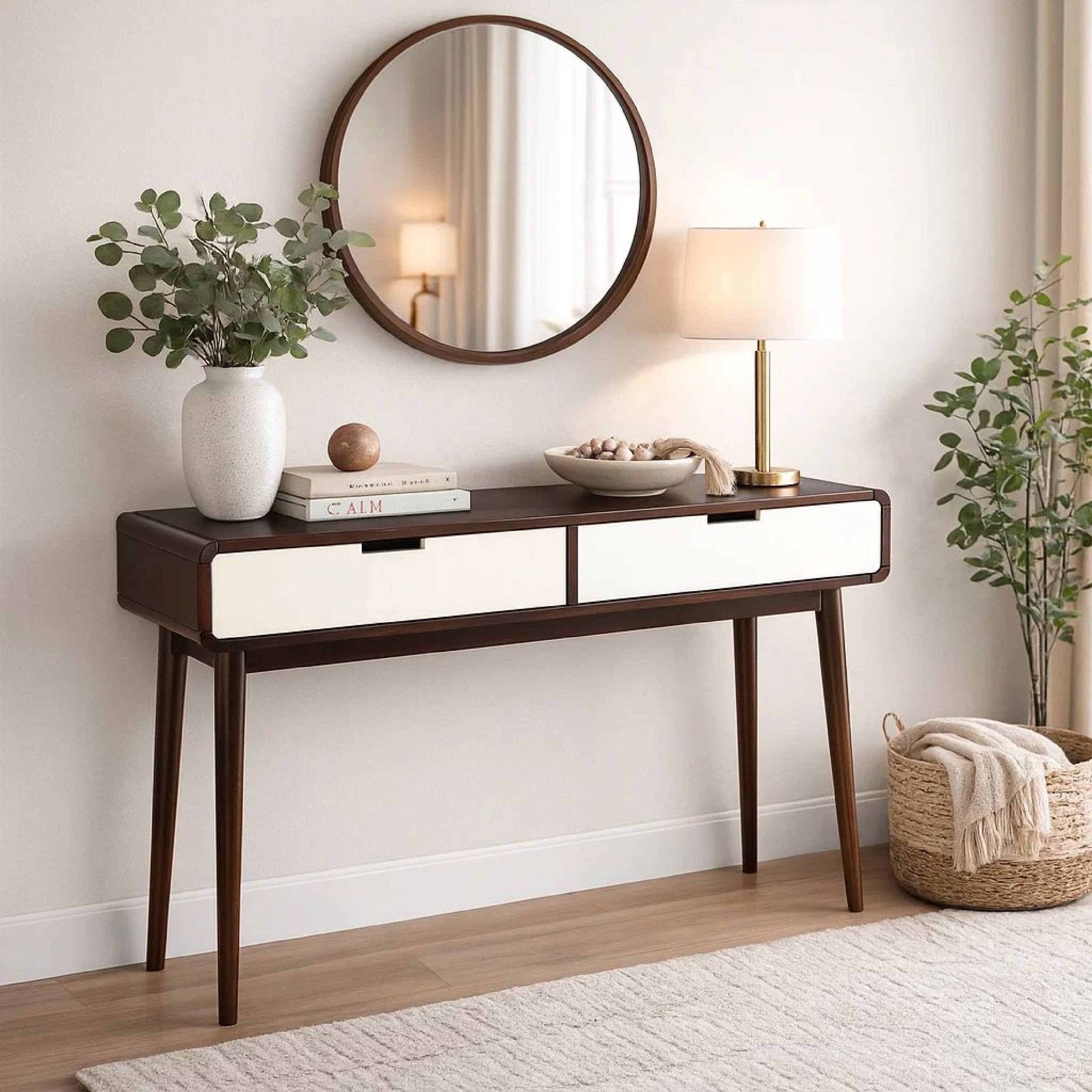 Alt View 8. Manhattan Lane - Beautiful Sofa Table With 2 Drawers - Brown & White.