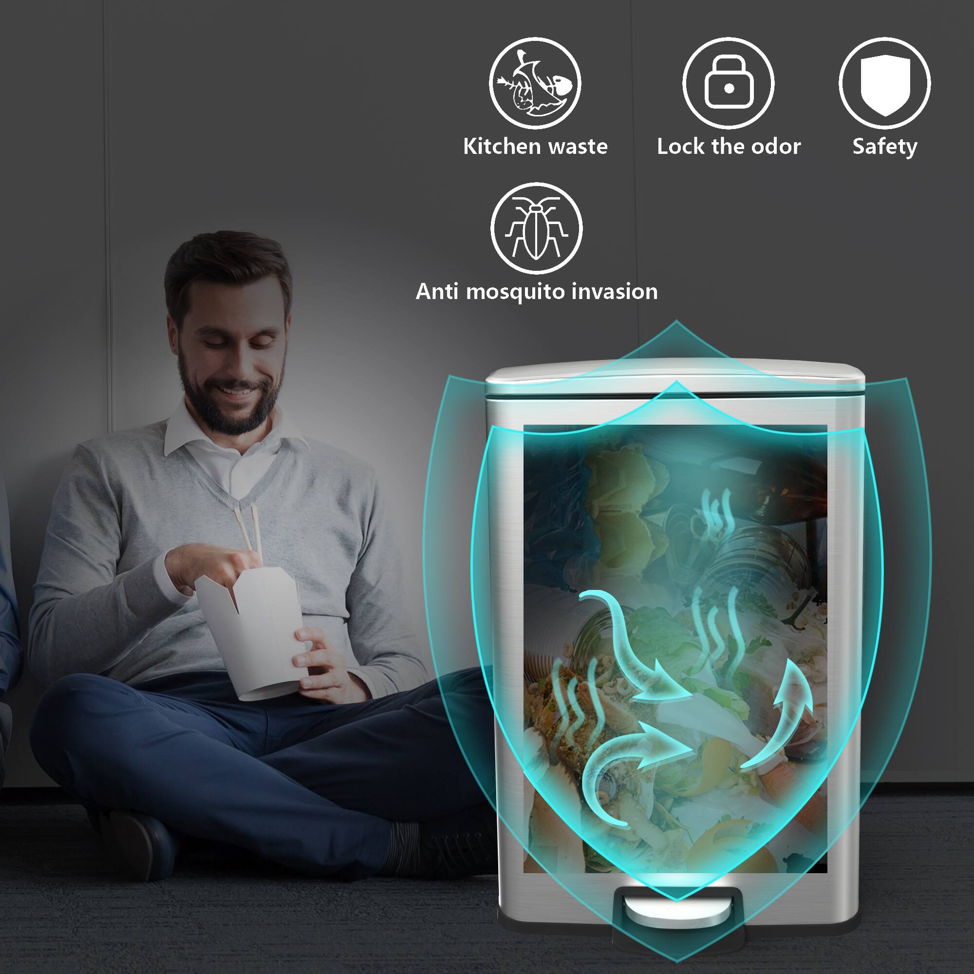 Kitchen waste, Lock the odor, Safety, Anti mosquito invasion