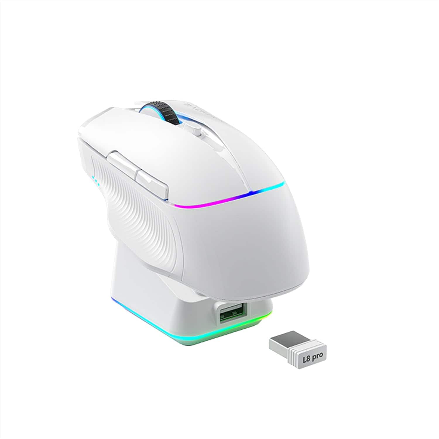 Cozy Serene - Wireless Mouse Gaming 000 Dpi Paw3395 Sensor Rgb Backlit Design Buttons Long Life - Wireless - White-M7 PRO