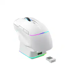 Cozy Serene - Wireless Mouse Gaming 000 Dpi Paw3395 Sensor Rgb Backlit Design Buttons Long Life - Wireless - White-M7 PRO
