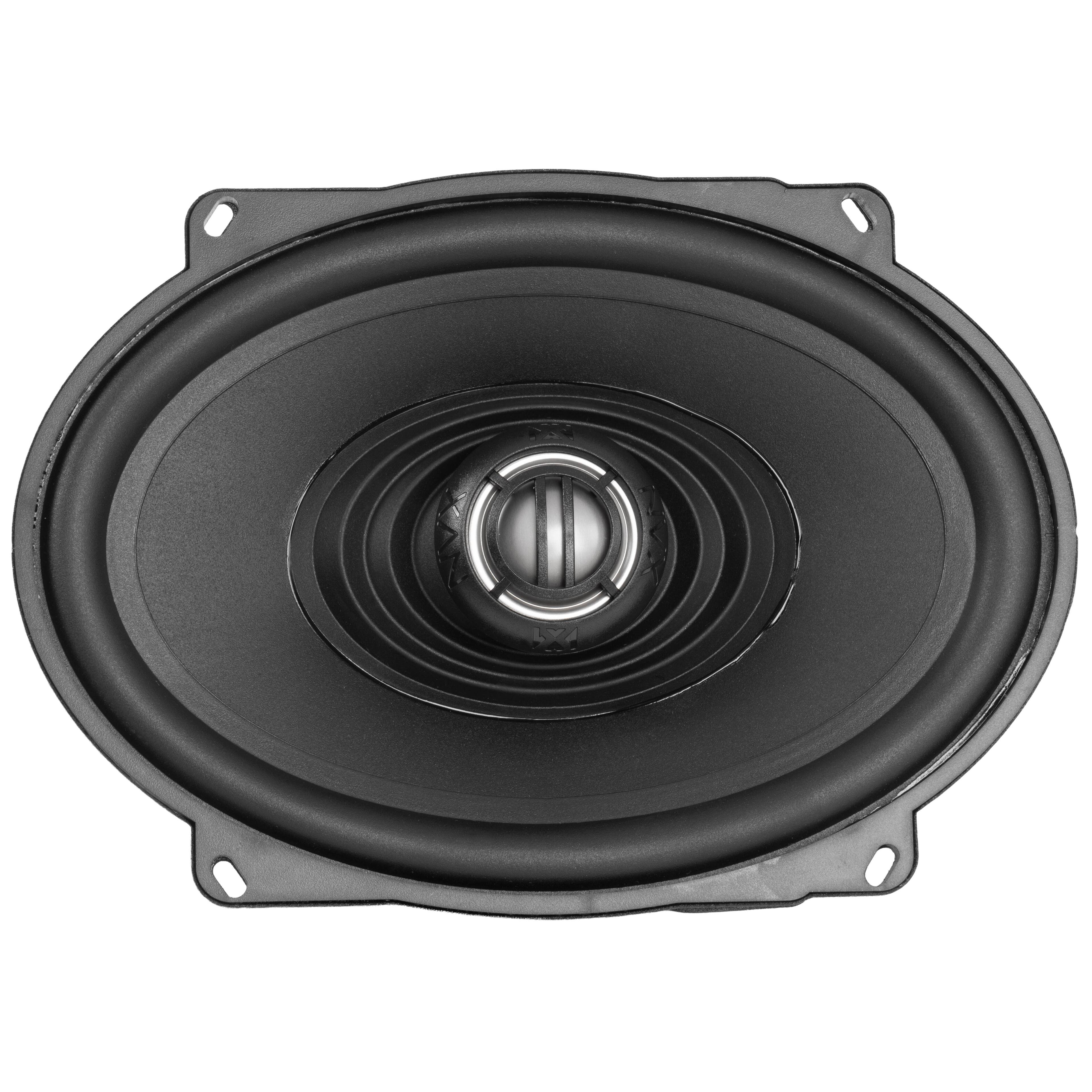Angle. NVX - XFHD57L 300W RMS 5x7in XF-Series 2-Ohm OEM Saddlebag Lid Speakers for Select 1998-up Harley Davidson Motorcycles.