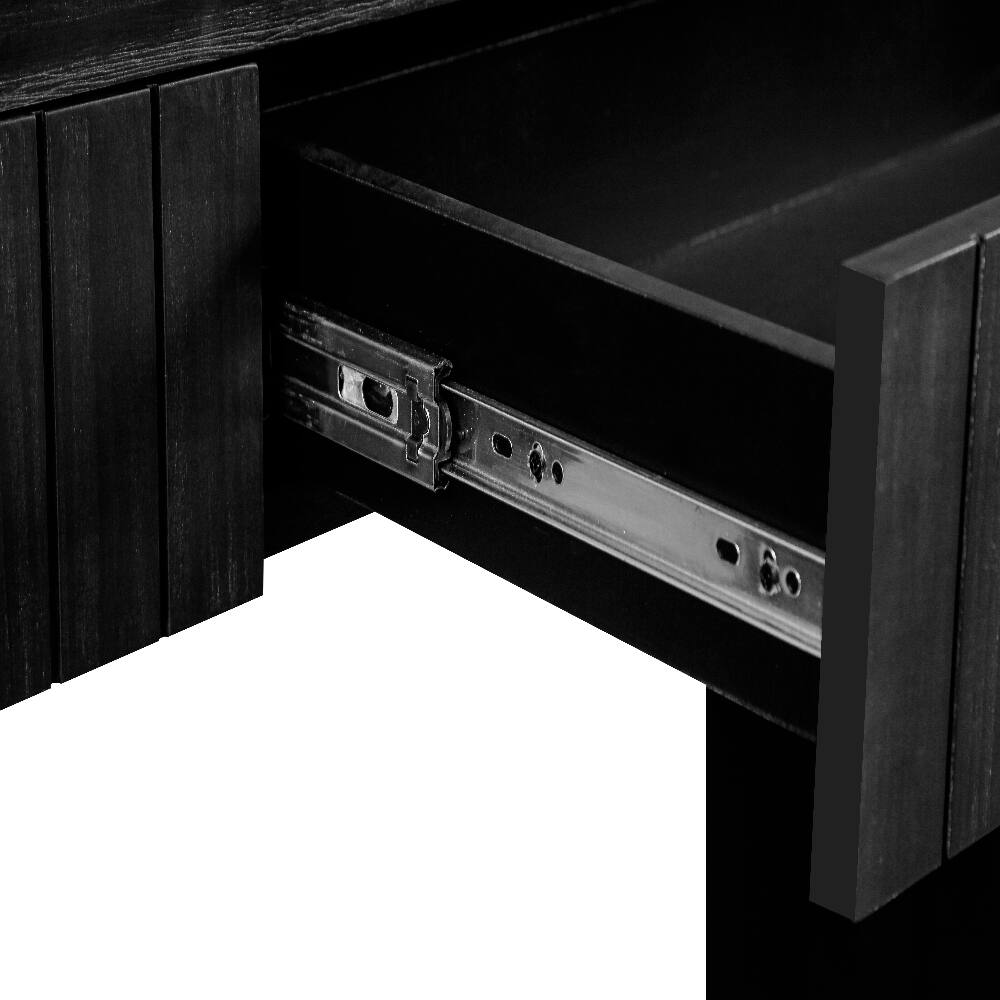 Alt View 7. Loheer - Loheer 59 inch farmhouse console table, Antique Black Entryway Table with Hidden Drawers - Antique Black.