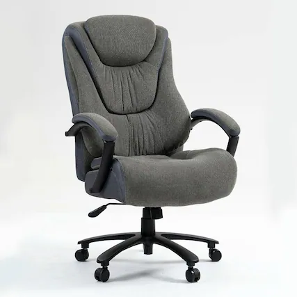 Front. Kadyn - High Back Executive Office Chair, Linen-Feel Fabric, 4-Level Gas Lift, Ergonomic S-Curve Support, Black Gray - Gray.