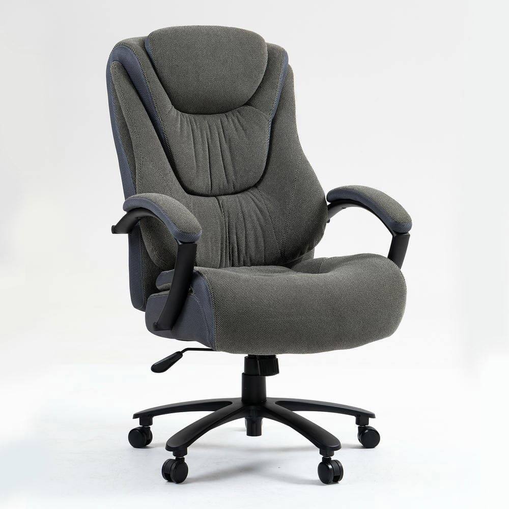 Front. Kadyn - High Back Executive Office Chair, Linen-Feel Fabric, 4-Level Gas Lift, Ergonomic S-Curve Support, Black Gray - Gray.