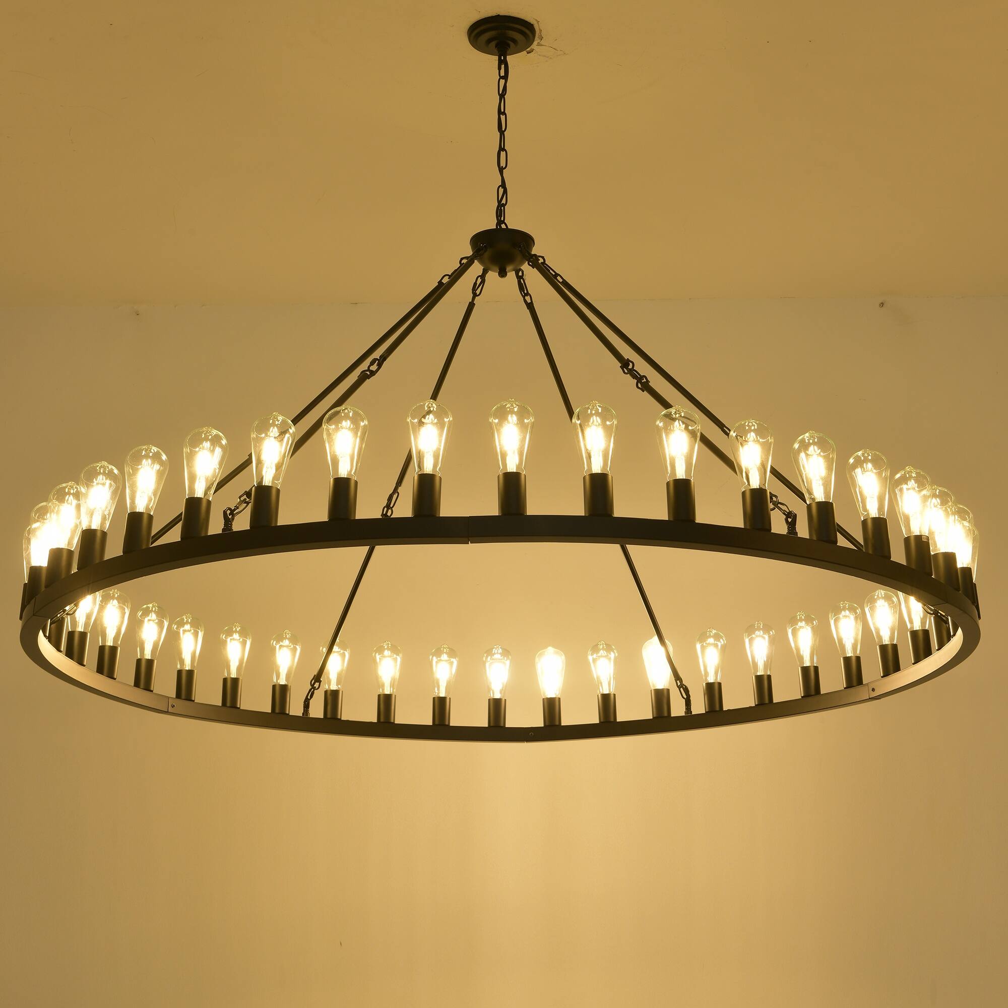 Alt View 2. Boyel Living - 64 Inch Matte Black Wagon Wheel Chandelier With 30 Lights No Bulbs E26.