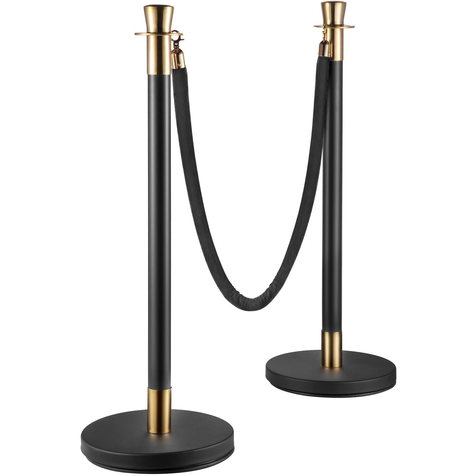 Alt View 5. VEVOR - Crowd Control Stanchion, Set of 6 Pieces Stanchion Set, Stanchion Set with 5 ft/1.5 m Black Velvet Rope - Black,Gold.
