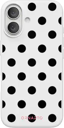 Ornarto - Designed for iPhone 17 Case, Liquid Silicone Soft Gel Shockproof Protective Case-White Black Polka - White Black Polka Dot