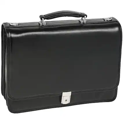 Front. McKleinUSA - Leather Laptop Briefcase River North Business Messenger Bag 43555 - Black.