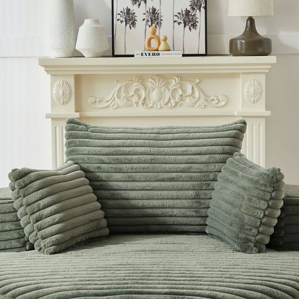 Alt View 9. Resenkos - 55"L Corduroy Single Sofa, Fluffy Modern Sleeper Chair for Living Room & Bedroom, No Assembly, Green - Green.