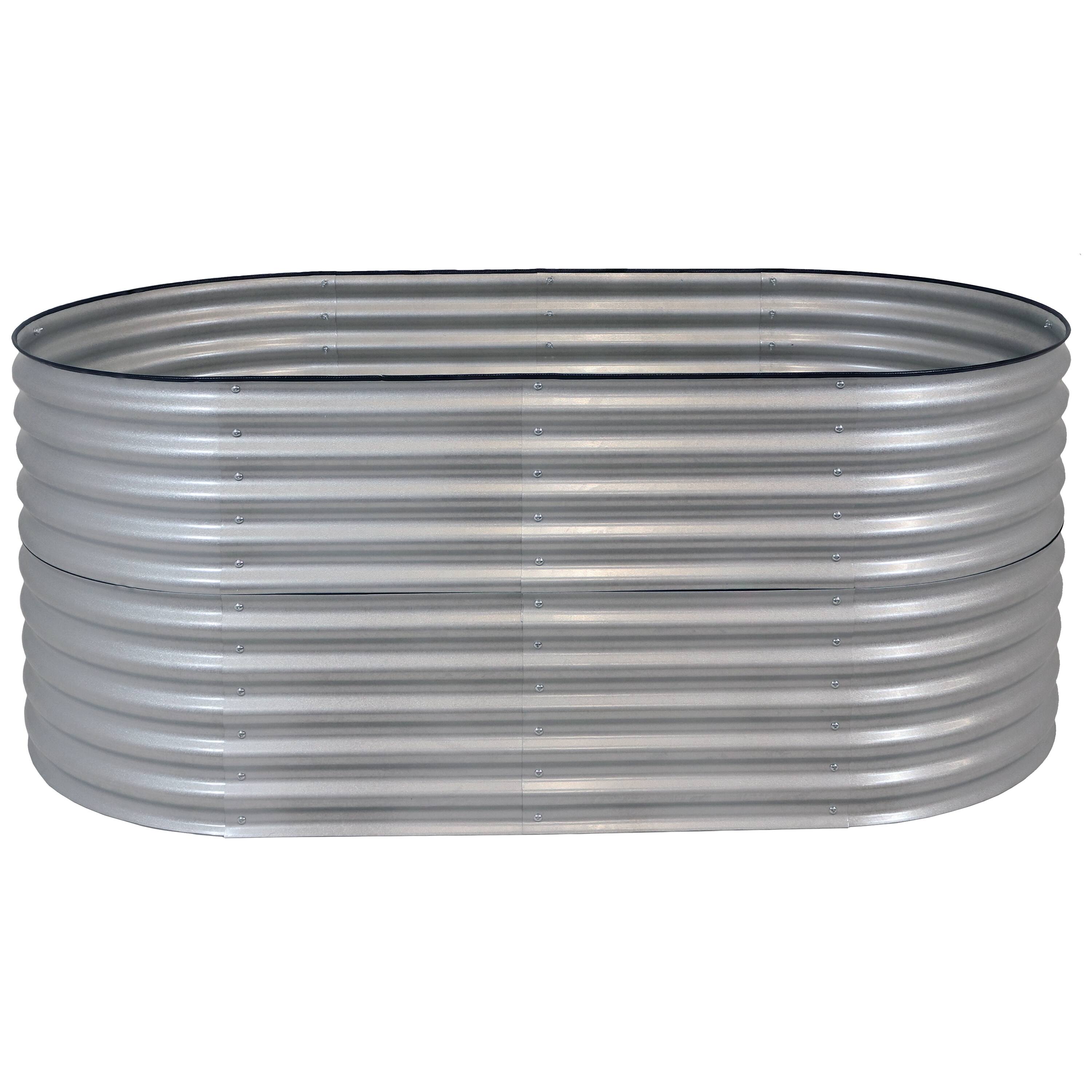 Alt View 9. Sunnydaze - Galvalume Steel Oval Raised Garden Bed - 79 in x 32 in - Silver.