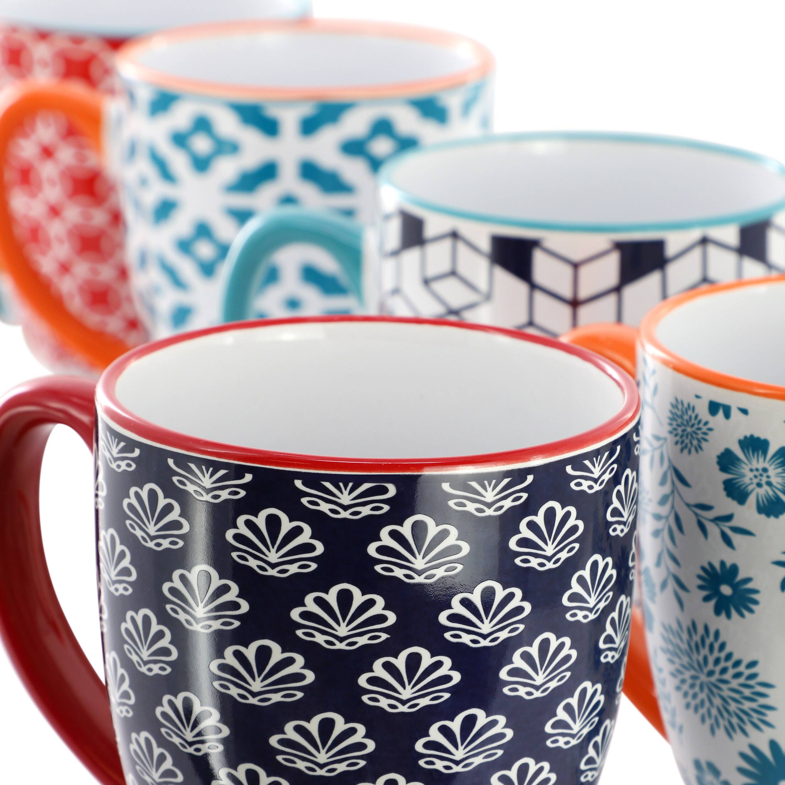 Alt View 3. Elama - Elama Rory 6 Piece 16 Ounce Assorted Design Stoneware Mug Set in Assorted Colors - Assorted.