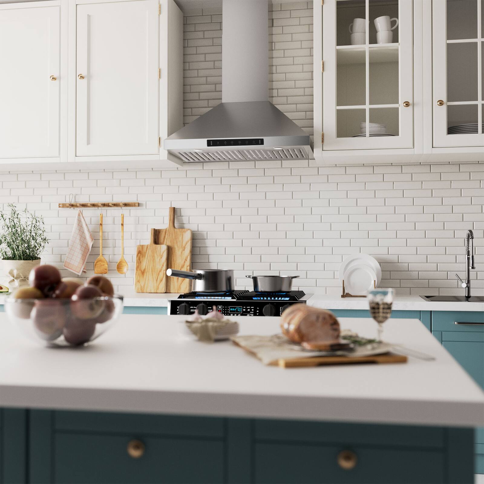 Alt View 4. VIKIO - 30 inch Convertible 700-CFM Stainless steel Wall-Mounted Range Hood with Charcoal Filter - Stainless steel.