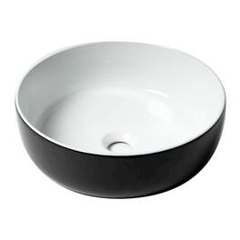Alfi - White 15" Round Above Mount Ceramic Sink - Black