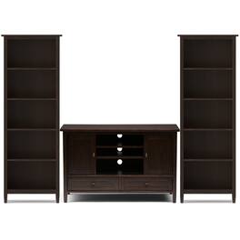 Simpli Home - Warm Shaker 47 inch TV Stand with 26 inch Bookcases (Set of 3) - Tobacco Brown
