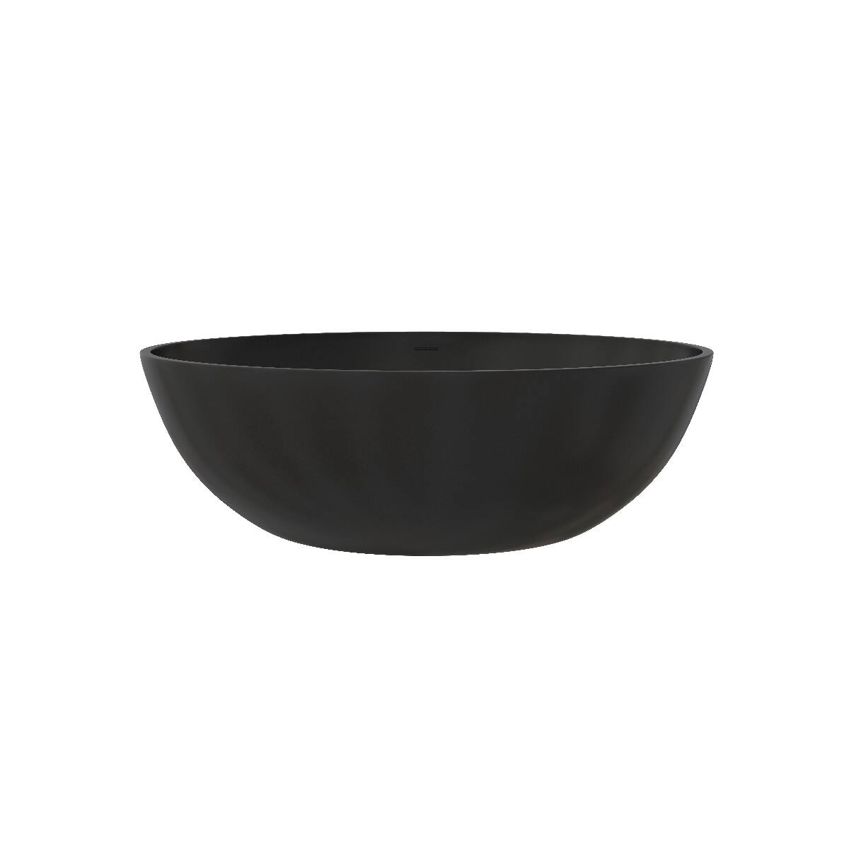Front. Loheer - Loheer 67 in Matte Black Solid Surface Freestanding Soaking Bathtub with Acrylic Shelf - Matte Black.