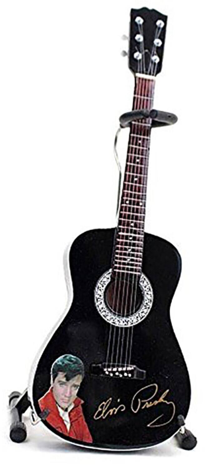 Alt View 1. Axe Heaven - Axe Heaven -Elvis Presley Gold Signature Black Acoustic Mini Guitar Replica Collectible   - Collectibles - Multicolor.