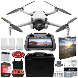 DJI - Mini 4 Pro 4K Drone Fly More Combo with RC 2 Remote + Customized Hard Case Bundle
