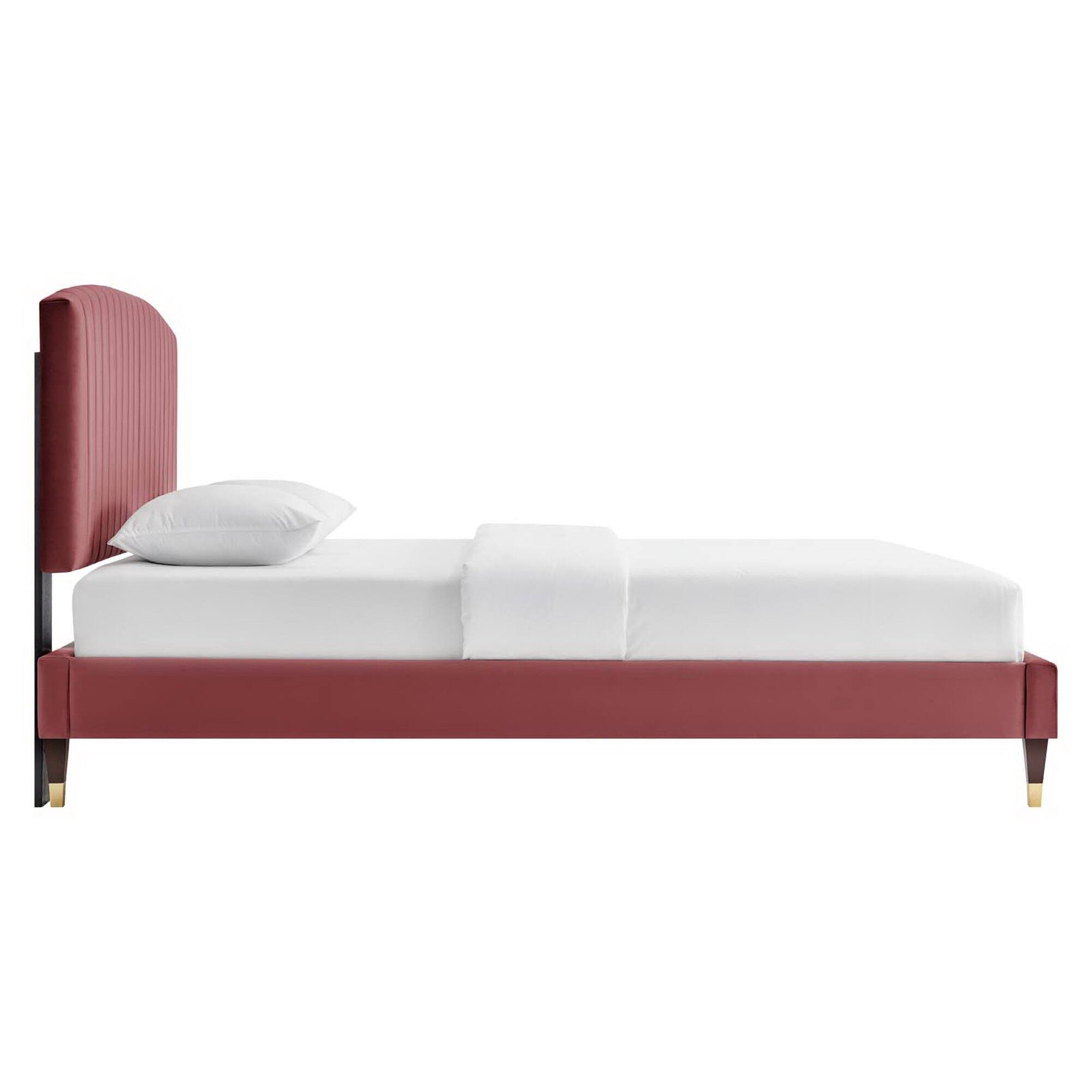 Back. Modway - Bridgette Wood Twin Platform Bed With Splayed Legs - Brown.