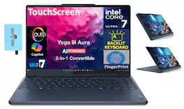 Lenovo - Yoga 9i Aura Edition 2-in-1 Laptop 14.0 2.8K (Intel Ultra 7-258V, 32GB LPDDR5X, Win 11 Pro) w/USB Hub - Cosmic Blue