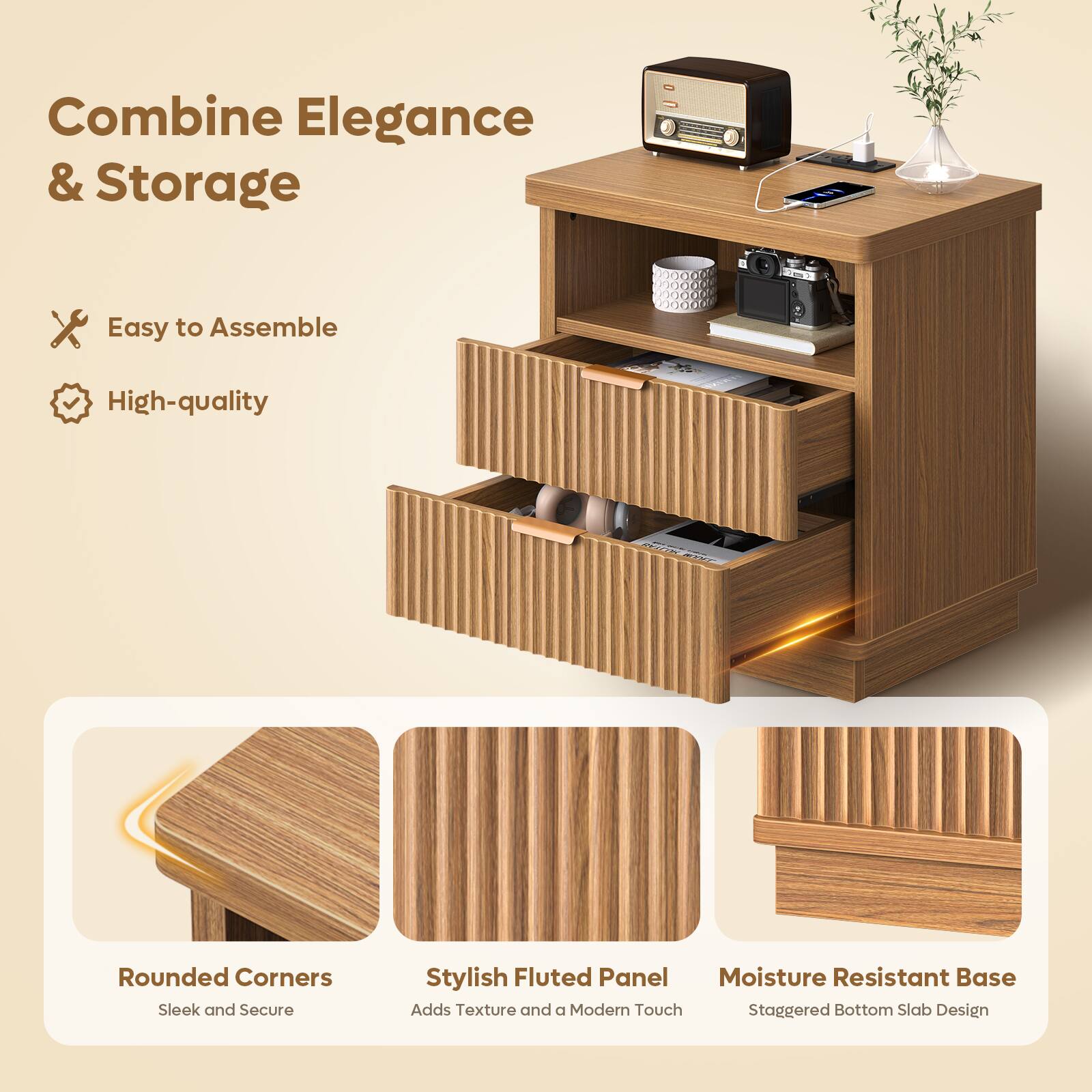 Combine Elegance & Storage

Easy to Assemble

High-quality

Rounded Corners
Sleek and Secure

Stylish Fluted Panel
Adds Texture and a Modern Touch

Moisture Resistant Base
Staggered Bottom Slab Design