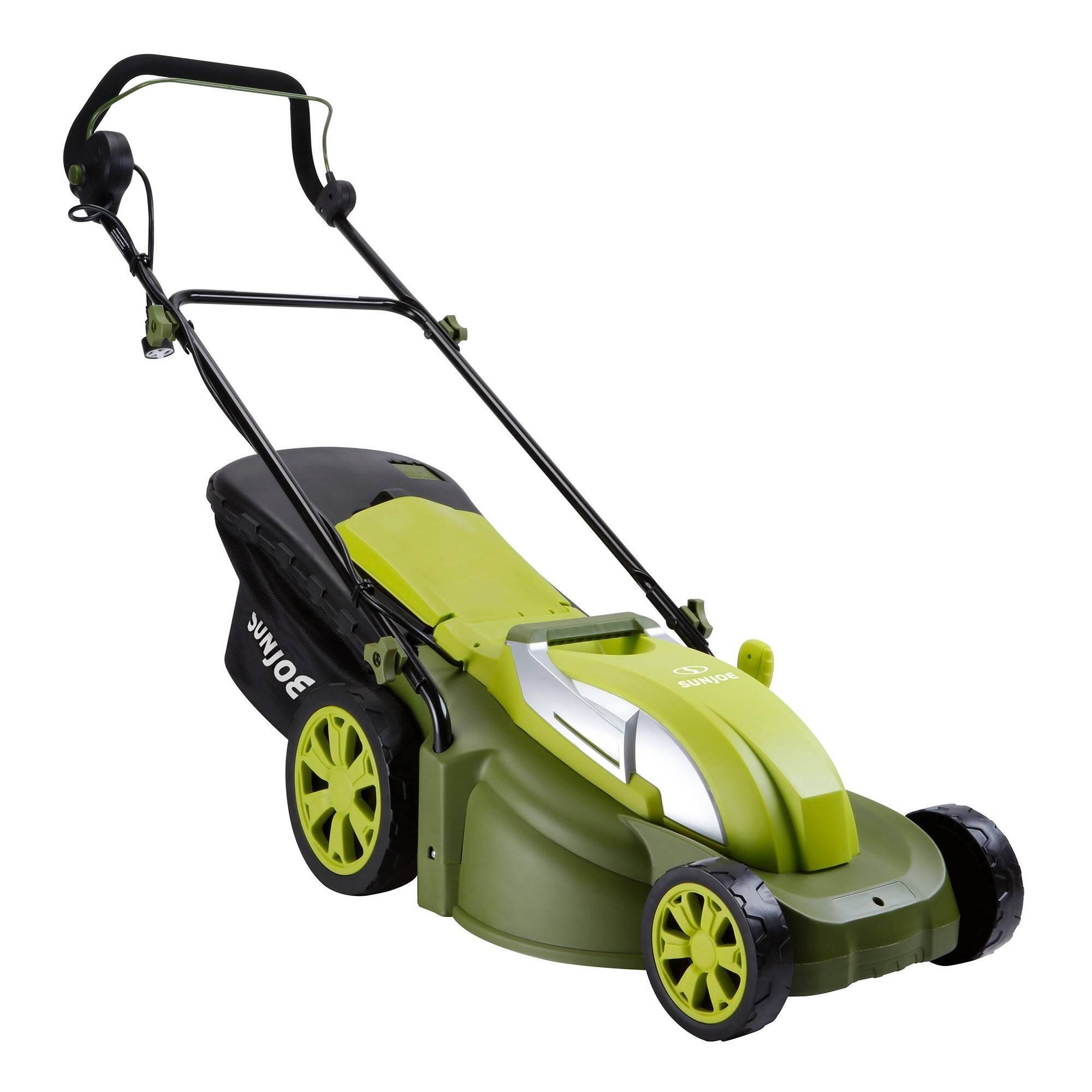 Sun Joe - Push Lawn Mower and Mulcher, 17" Walk Behind Grass Cutter, SUJ-MJ403E - Green