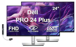 Dell - PRO 24 Plus 24" FHD IPS Monitor, 5ms Response Time, Anti-Glare, Flicker Free, Displayport & DKZ Hub (P2425H) 2 Pack - Black/Silver