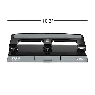 Staples One Touch 3 Hole Punch, 30 Sheet Capacity Black ST26614/26614 ...