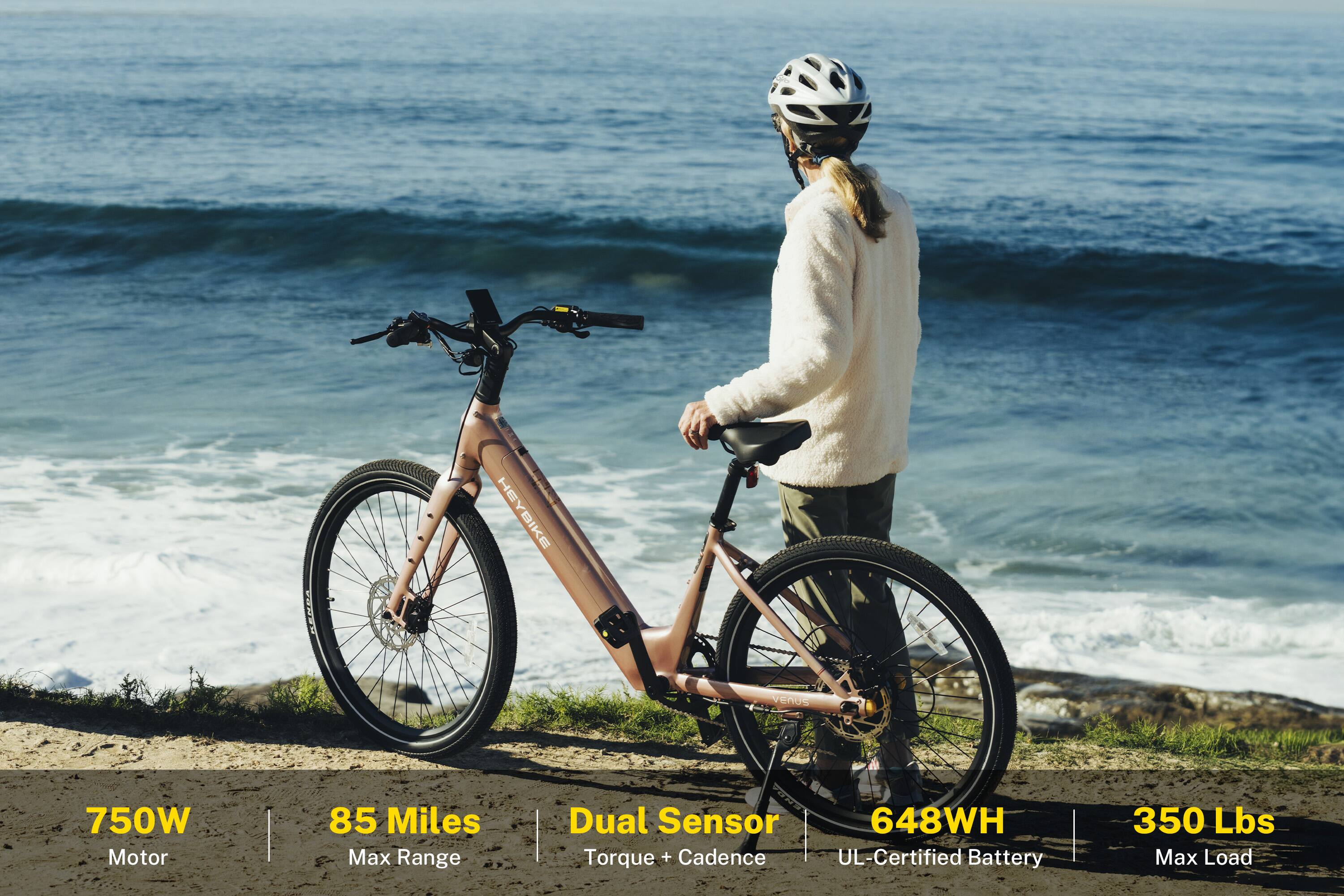HEYBIKE Venus 750W Motor, 85 Miles Max Range, Dual Sensor Torque + Cadence, 648WH UL-Certified Battery, 350 Lbs Max Load