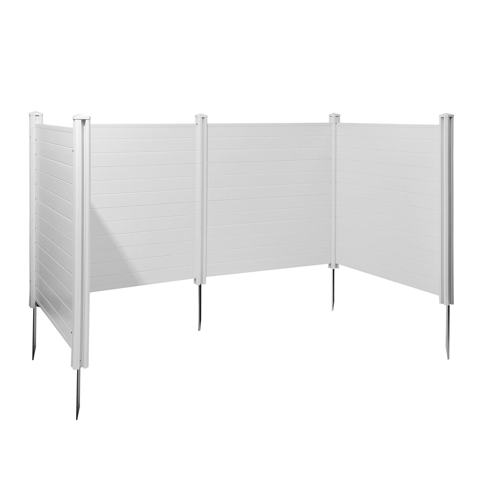 Alt View 5. VEVOR - 4 Panels Outdoor Privacy Screen, 50 x 50 in Air Conditioner Fence with 27.6 in Ground Stakes, Pool Equipment Enclosure - White.