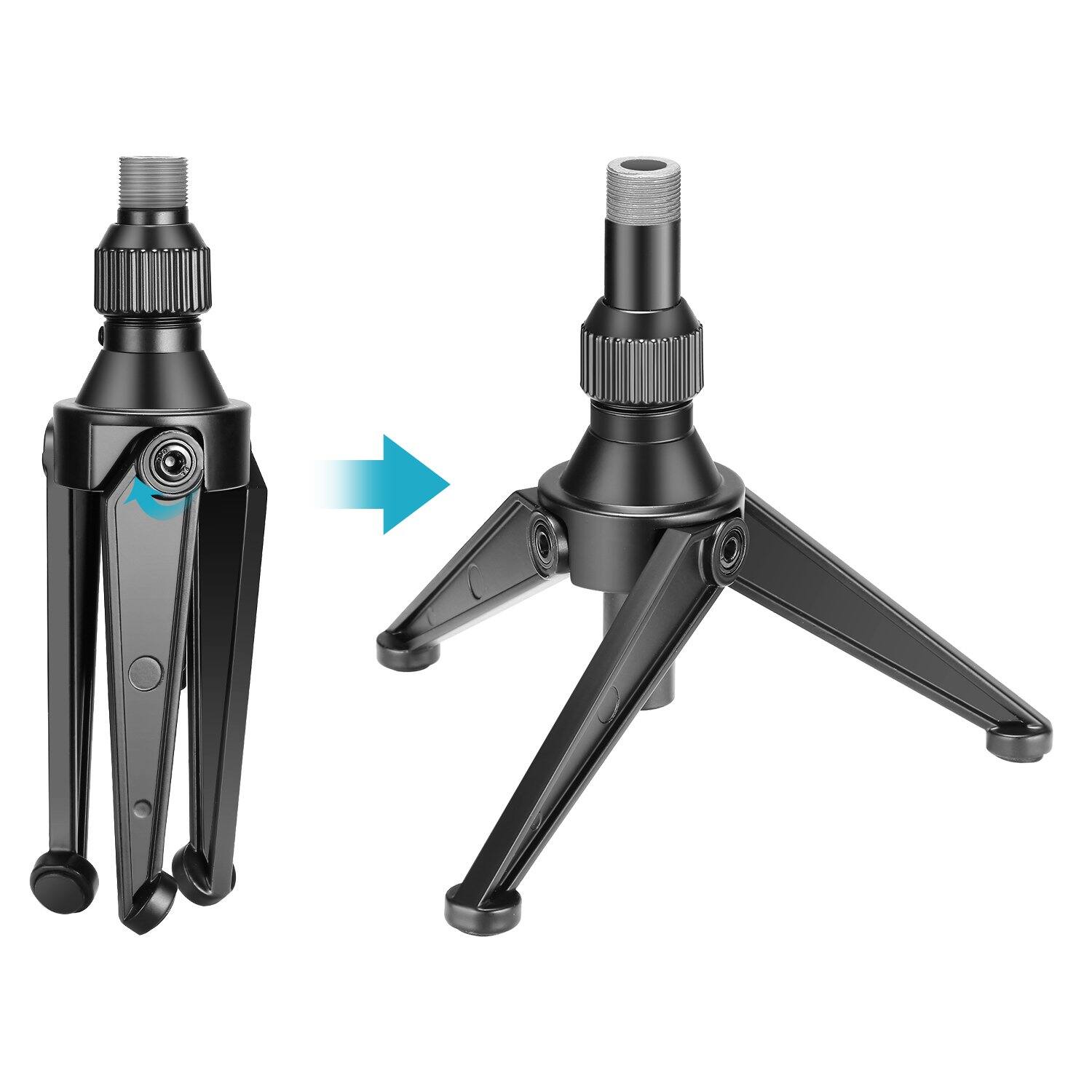 Alt View 2. Neewer - Foldable Mini Desktop Mic Stand, 4.9-7.5" - Black.